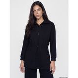 Lcw Modest Siyah Fermuarlı Dik Yaka Kadın Sweatshirt Tunik