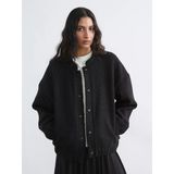 Lcw Modest Siyah Kolej Yaka Oversize Kadın Pelüş Mont