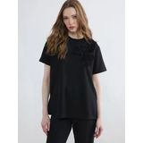 Lcw Modest Siyah Nakışlı Soft Touch Kadın Tunik