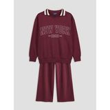 Lcw New York Baskılı Kız Çocuk Sweatshirt ve Eşofman Altı - 10 Yaş - Bordo
