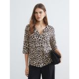 Lcw Studıo Bej Kaçık Yaka Leopar Desenli Bluz