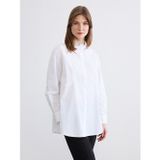 Lcw Studıo Beyaz Hakim Yaka Poplin Oversize Kadın Gömlek Tunik