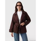 Lcw Studıo Bordo Gömlek Yaka Kuşaklı Oversize Kadın Ceket