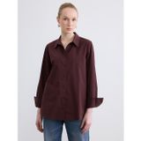 Lcw Studıo Bordo Oversize Poplin Kadın Gömlek
