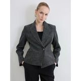 Lcw Studıo Gri Kruvaze Yaka Dokulu Kadın Blazer Ceket