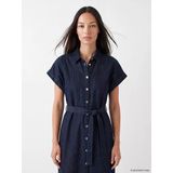 Lcw Studıo İndigo Beli Kuşaklı Jean Gömlek Elbise