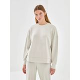 Lcw Vision Bej Bisiklet Yaka Oversize Kadın Sweatshirt