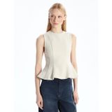 Lcw Vision Bej Bisiklet Yaka Peplum Bluz