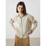 Lcw Vision Bej Oversize Saten Kadın Gömlek