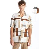 Lcw Vision Bej Regular Fit Kısa Kollu Desenli Erkek Gömlek