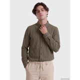 Lcw Vision Bej Slim Fit Çizgili Penye Erkek Gömlek