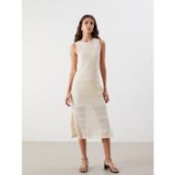Lcw Vision Beyaz Bisiklet Yaka Kroşe Bodycon Elbise