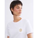 Lcw Vision Beyaz Bisiklet Yaka Metal Süs Detaylı Kadın Tişört