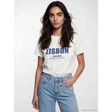 Lcw Vision Beyaz Lisbon Baskılı %100 Pamuklu Kadın Tişört