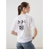 Lcw Vision Beyaz Mickey Mouse Baskılı Oversize %100 Pamuklu Kadın Tişört