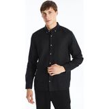 Lcw Vision Beyaz Slim Fit Uzun Kollu Keten Erkek Dokulu Gömlek - Siyah