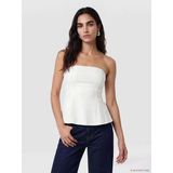 Lcw Vision Beyaz Straplez Yaka Peplum Korse Bluz