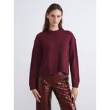 Lcw Vision Bordo Bisiklet Yaka Oversize Kadın Triko Kazak