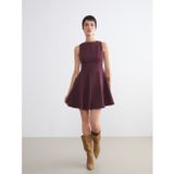 Lcw Vision Bordo Bisiklet Yaka Peplum Mini Elbise