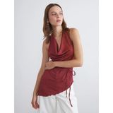 Lcw Vision Bordo Halter Yaka Dokulu Sırtı Pencereli Bluz