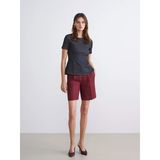 Lcw Vision Bordo Loose Fit %100 Keten Kadın Pileli Şort