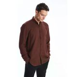 Lcw Vision Bordo Slim Fit Uzun Kollu Armürlü Erkek Gömlek