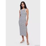 Lcw Vision Ekru Bisiklet Yaka Çizgili Bodycon Elbise