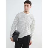 Lcw Vision Ekru Bisiklet Yaka Çizgili Erkek Sweatshirt