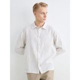 Lcw Vision Ekru Regular Fit Çizgili Müslin Erkek Gömlek - 2XL
