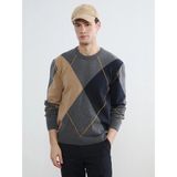 Lcw Vision Gri Bisiklet Yaka Baklava Desenli Erkek Triko Kazak - XL