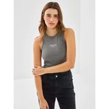 Lcw Vision Gri Bisiklet Yaka Baskılı Kadın Crop