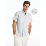 Lcw Vision Gri Slim Fit Kısa Kollu Armürlü Erkek Dokulu Gömlek