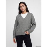 Lcw Vision Gri V Yaka Oversize Kadın Triko Kazak