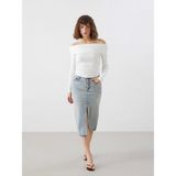 Lcw Vision Indigo Dar Fit Kadın Jean Etek - 36