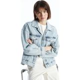 Lcw Vision Indigo Gömlek Yaka Oversize Kadın Jean Ceket