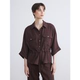 LCW Vision Kahverengi Armürlü Oversize Kadın Gömlek