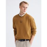 Lcw Vision Kahverengi Bisiklet Yaka Baskılı Erkek Kalın Sweatshirt