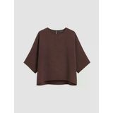 Lcw Vision Kahverengi Bisiklet Yaka Geniş Kollu Oversize Bluz