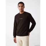 Lcw Vision Kahverengi Bisiklet Yaka Slogan Baskılı Erkek Sweatshirt
