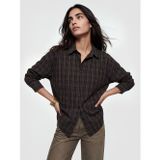 Lcw Vision Kahverengi Ekose Oversize Kadın Gömlek