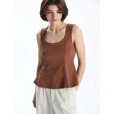 Lcw Vision Kahverengi Kare Yaka Peplum Bluz