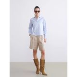 Lcw Vision Kahverengi Loose Fit %100 Keten Kadın Pileli Şort