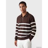 Lcw Vision Kahverengi Polo Yaka Çizgili Erkek Sweatshirt