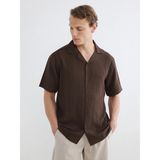 Lcw Vision Kahverengi Regular Fit Krinkle Erkek Gömlek - XL