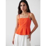 Lcw Vision Kırmızı Kare Yaka İp Askılı Peplum Bluz