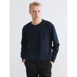 Lcw Vision Lacivert Bisiklet Yaka Baskılı Erkek Sweatshirt