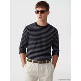 Lcw Vision Lacivert Bisiklet Yaka Çizgili Erkek Sweatshirt