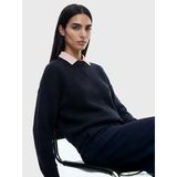Lcw Vision Lacivert Bisiklet Yaka Oversize Kadın Triko Kazak