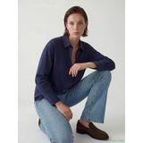 Lcw Vision Lacivert Çizgili Oversize Kadın Gömlek