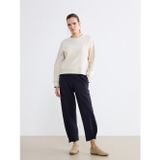 Lcw Vision Lacivert Loose Fit Kadın Pileli Süet Görünümlü Pantolon